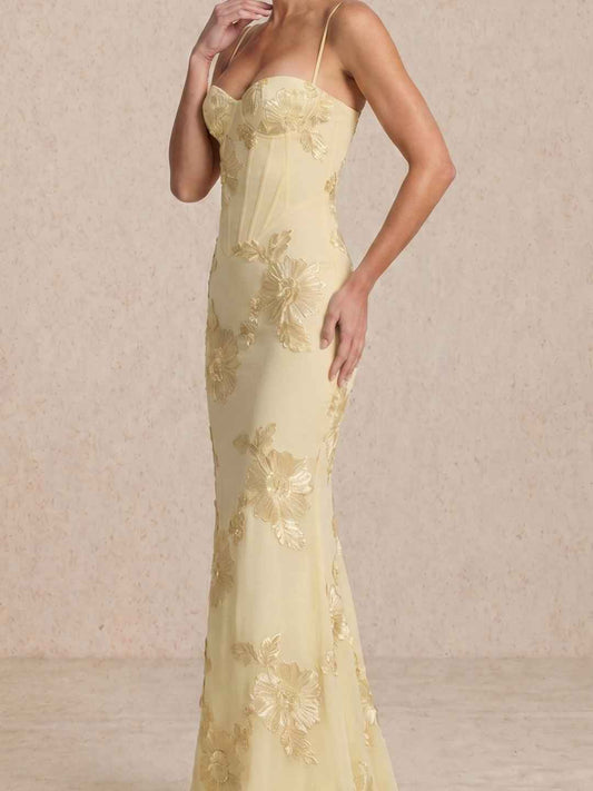 Embroidered long dress with straps