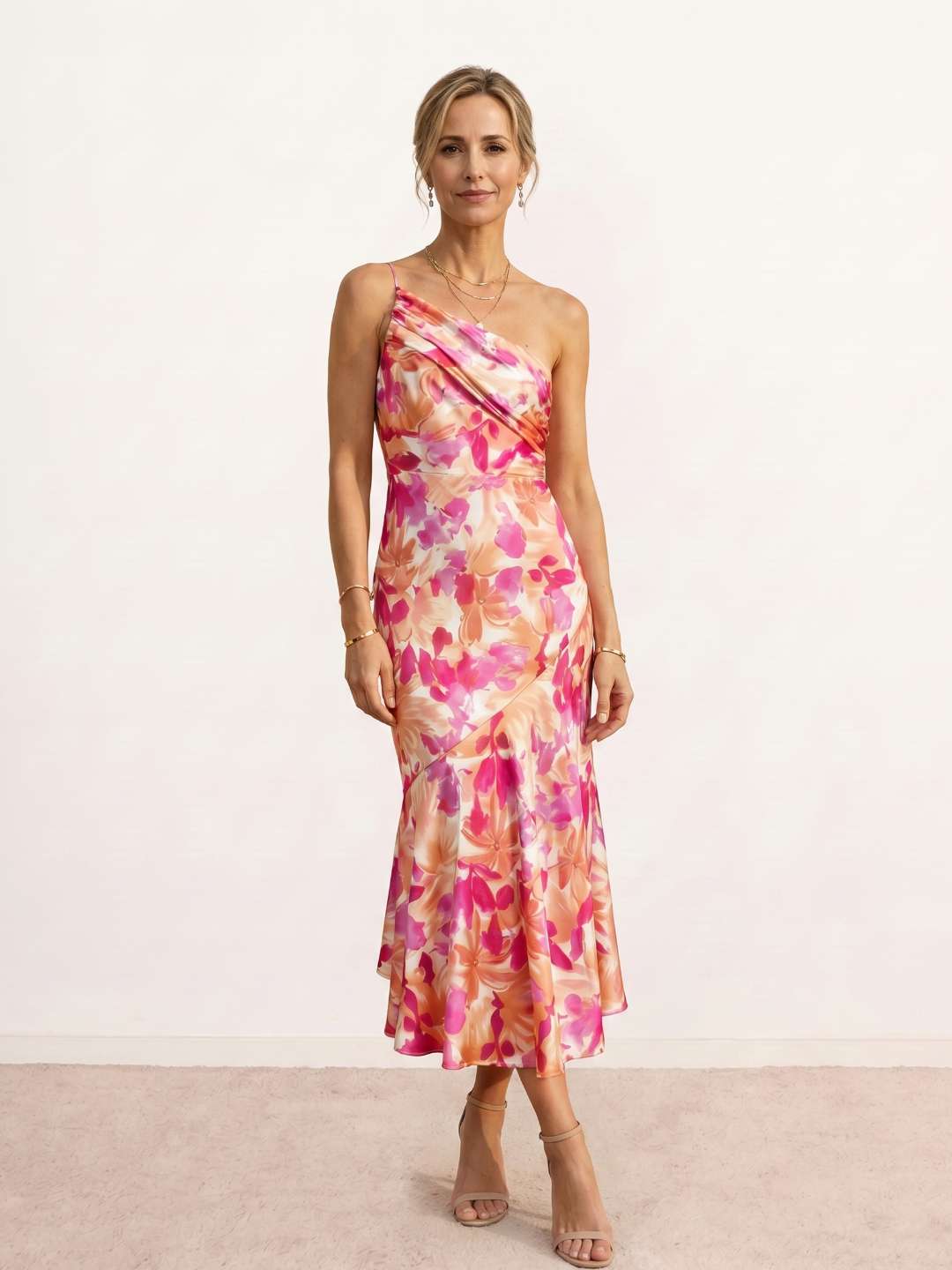 printed asymmetrical dress Desigual, Asymmetric printed dress, Women, Polyester, Yellow, L