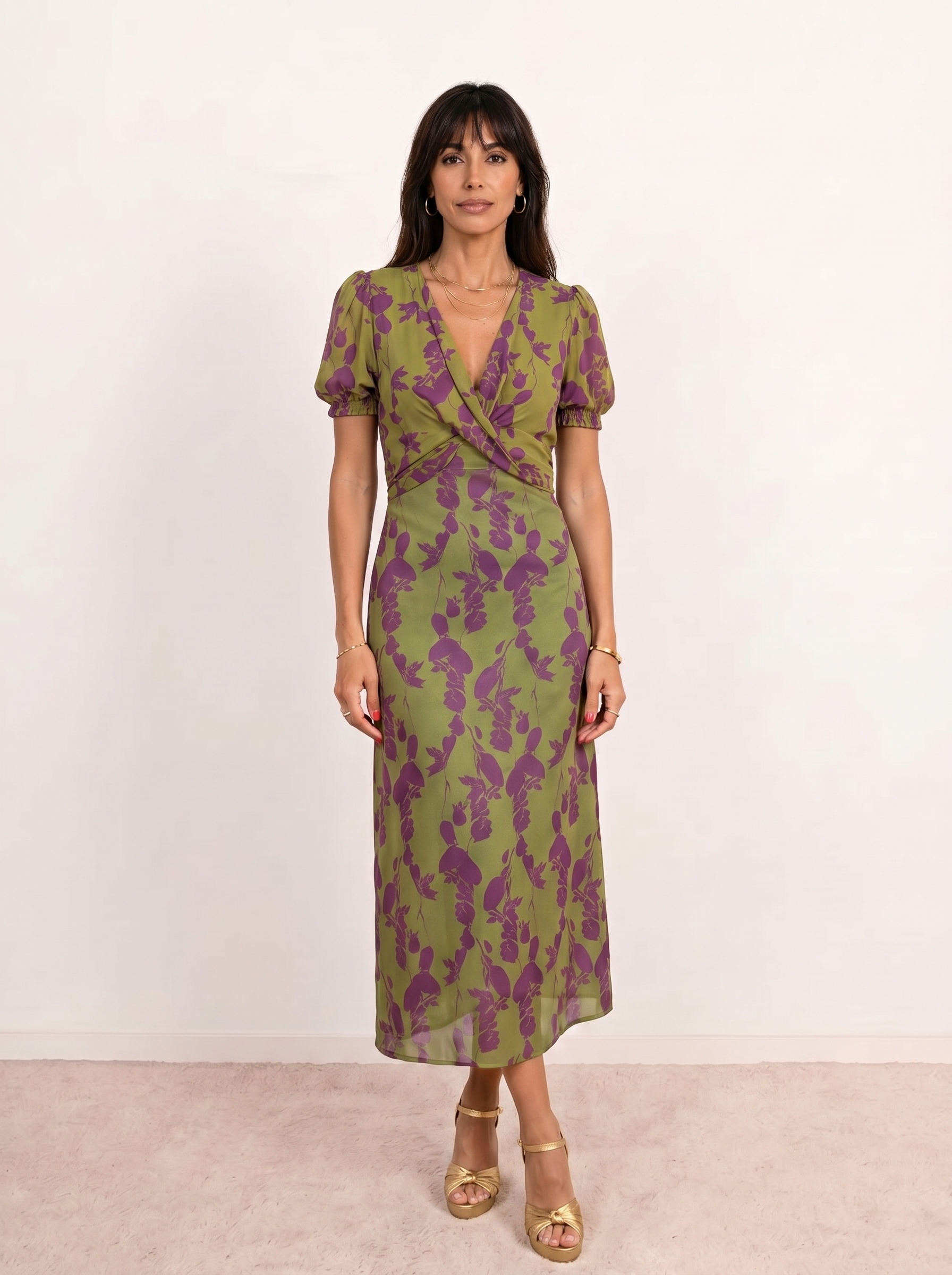 nova midi dress Printed with Straps Rihanna Green Dress | 35” Waist QA Review Color:Tuscan Grey