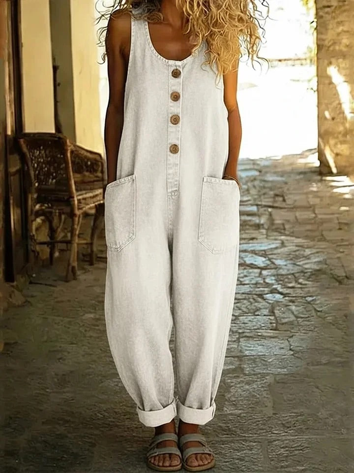 Ruth™ | Salopette en denim coton lavé vintage