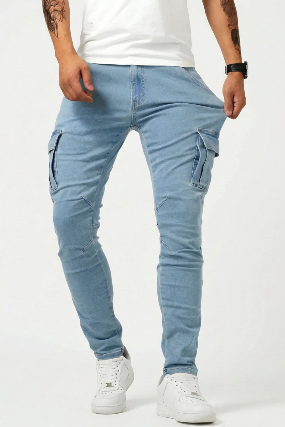 Pantalón Cargo Marino Elástico