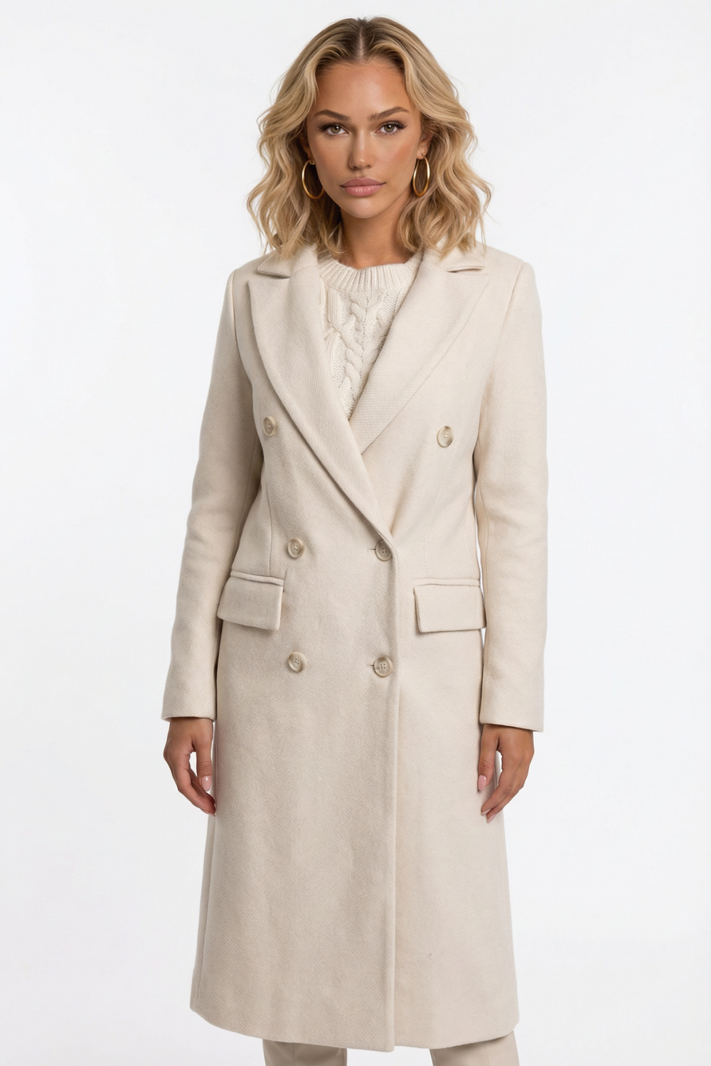 Double-breasted long coat