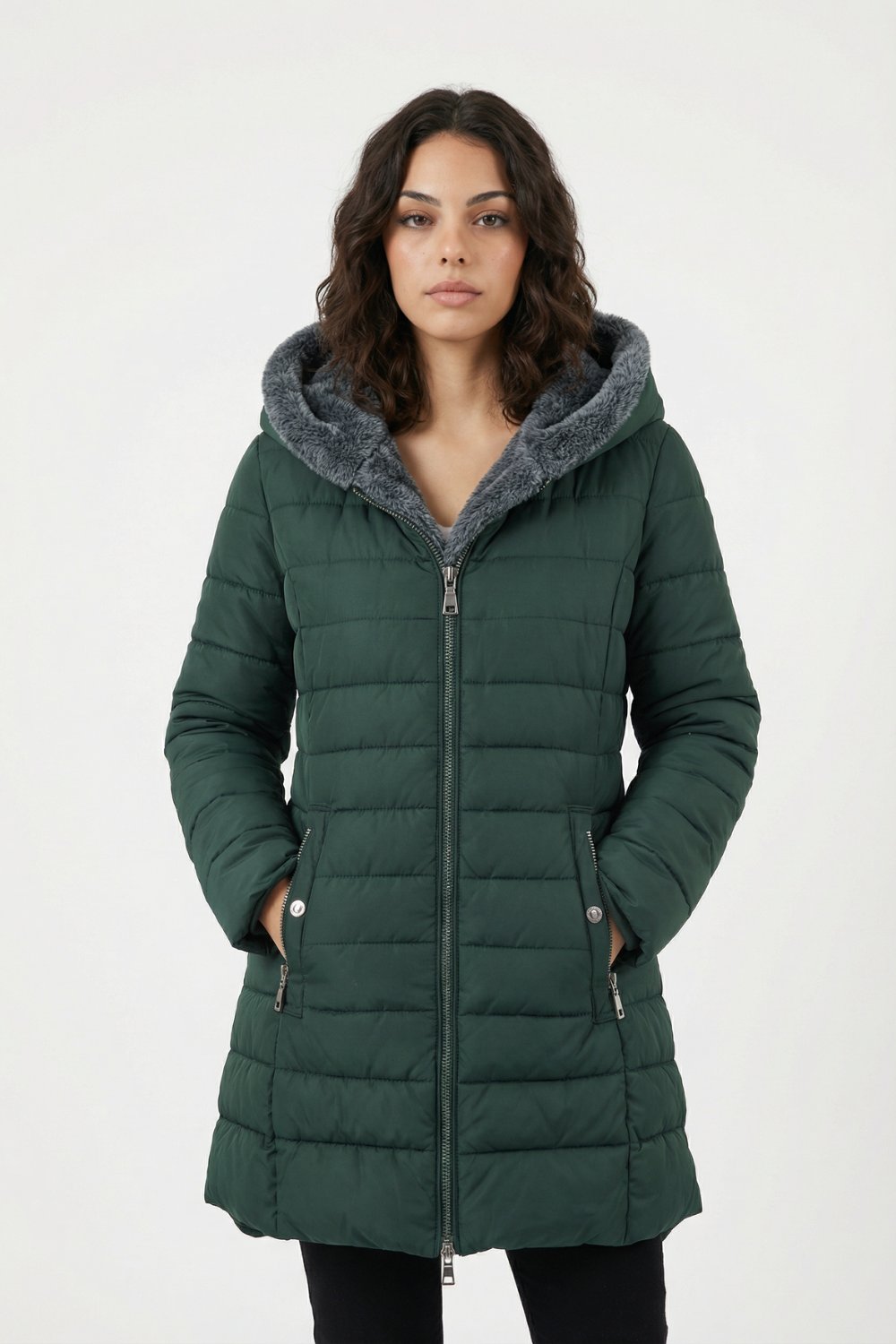 Quilted coat with fleece lining