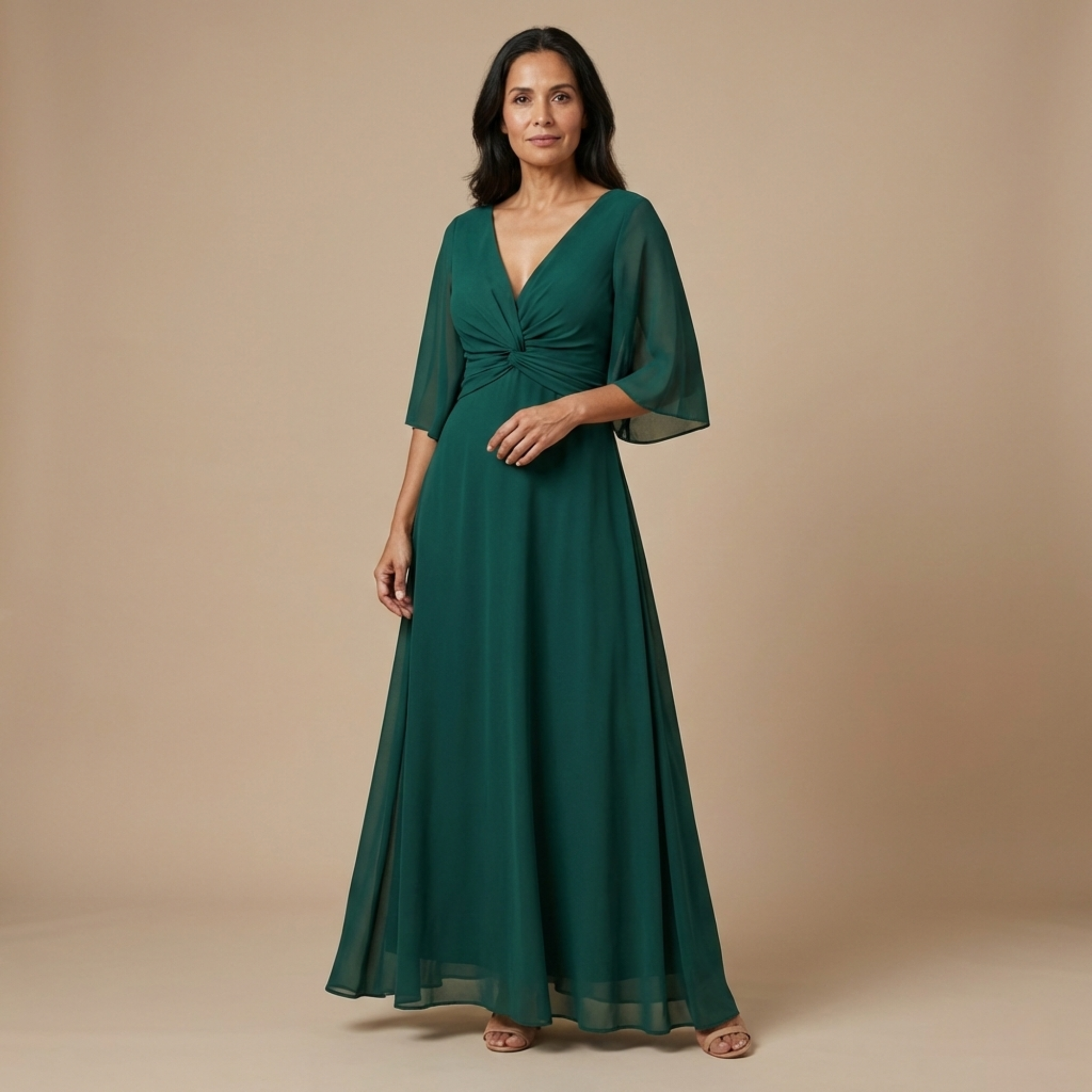 Ana - Vestido de chiffon con escote en V