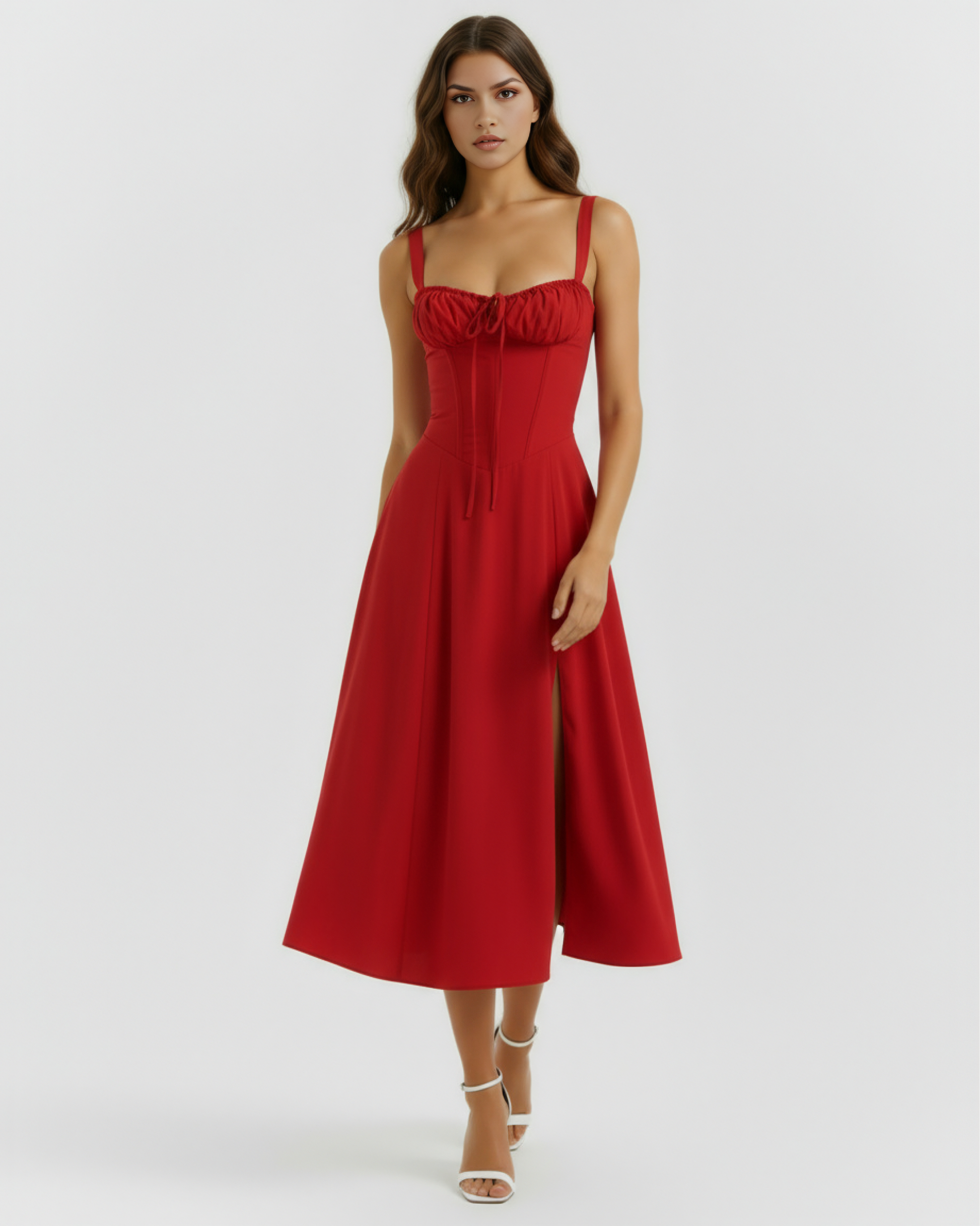 midi dress with corset Emerald Green Tulle Top Formal The shoulder ruffles are feminine and flirty Blue Gingham Corset Midi Dress