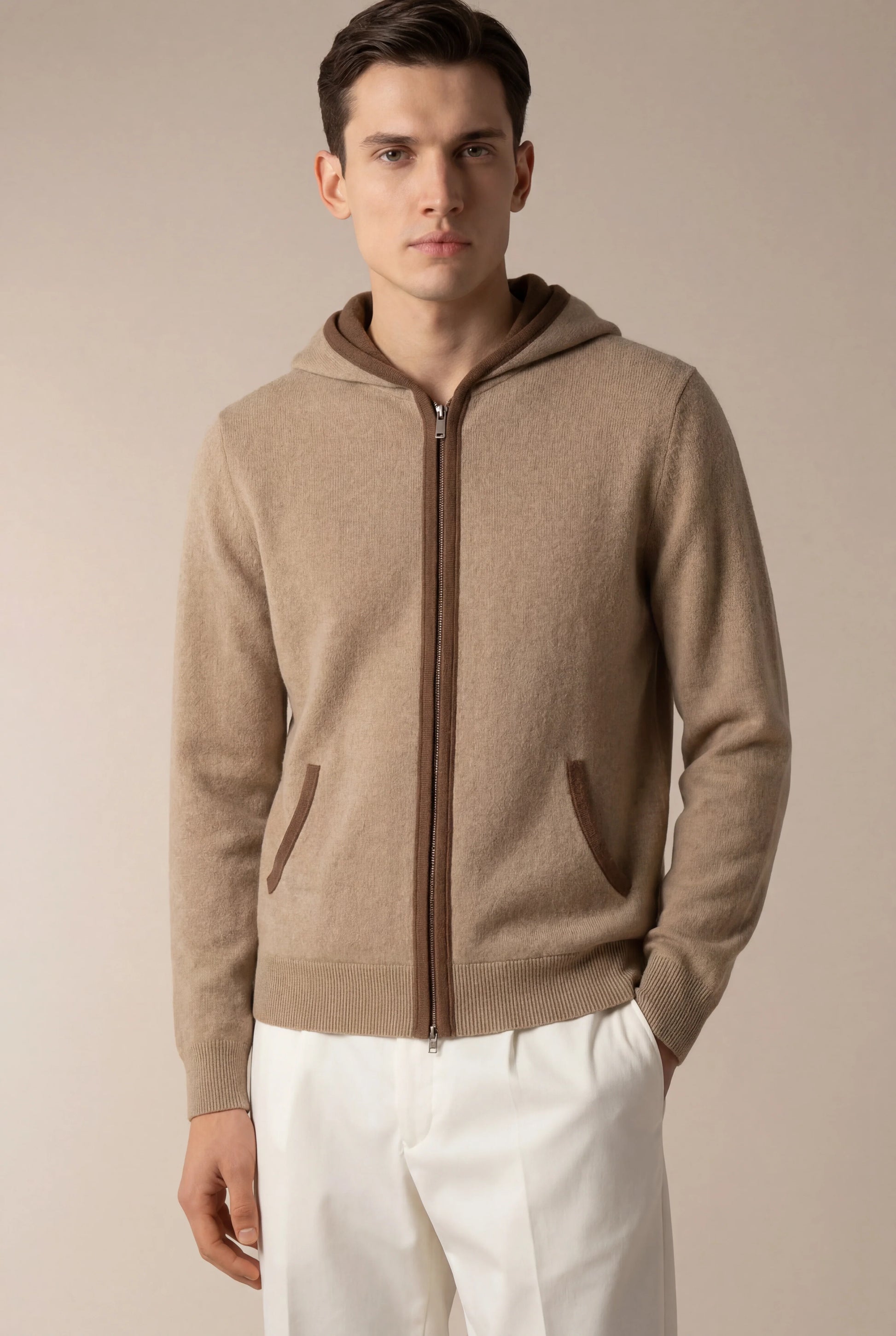 Santoni Extrafine Hoodie Cream