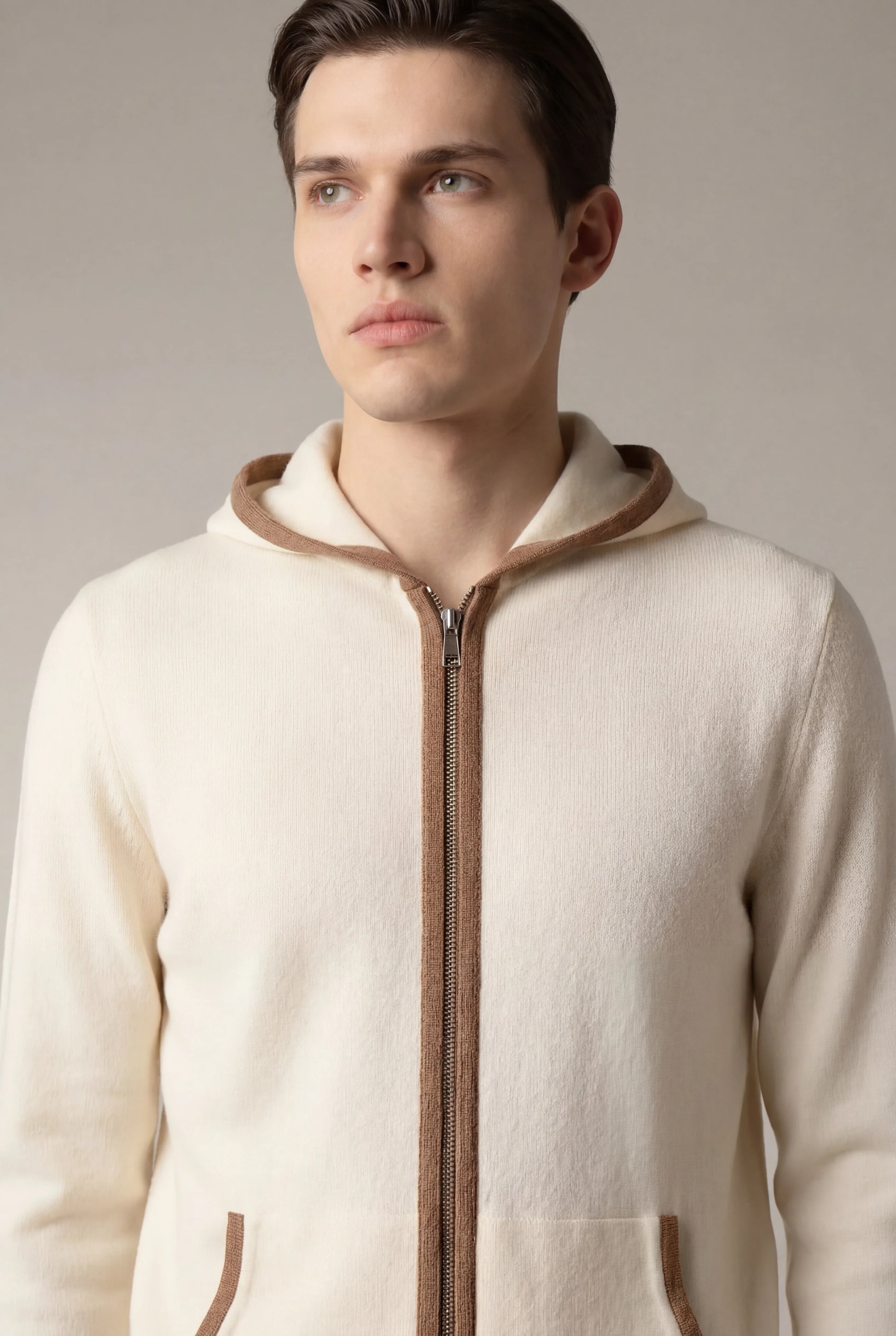 Santoni Extrafine Hoodie Cream