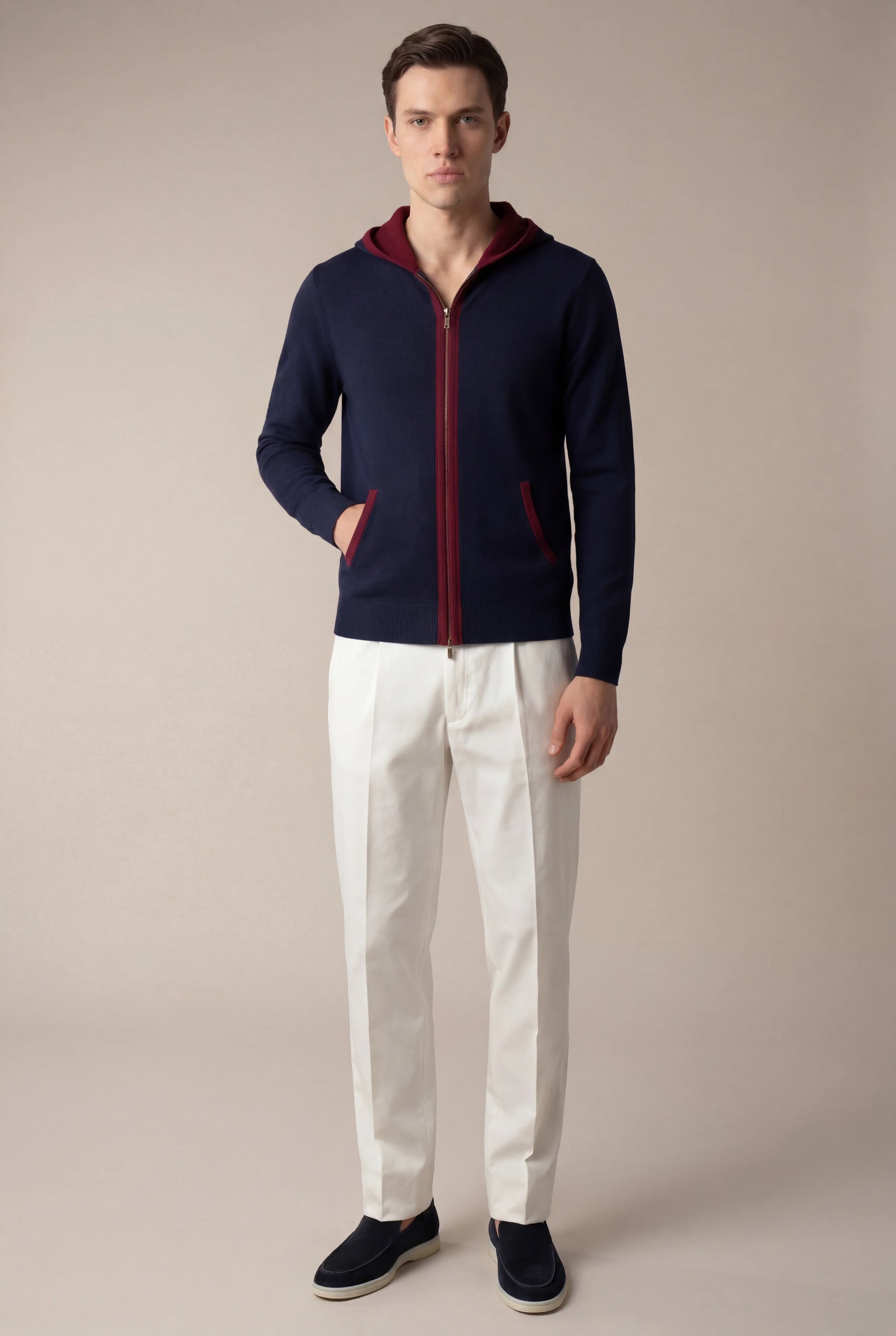 Santoni Extrafine Hoodie Navy