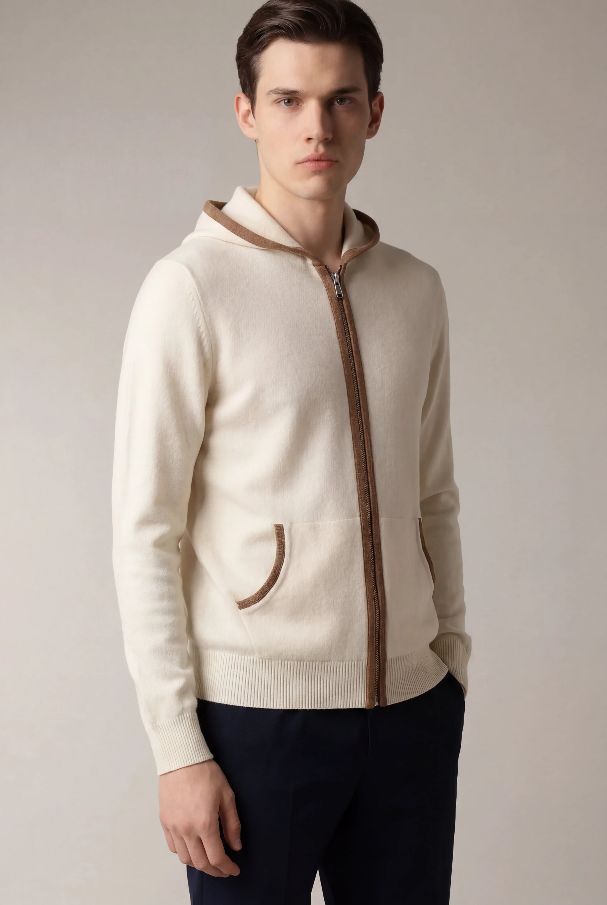 Santoni Extrafine Hoodie Cream