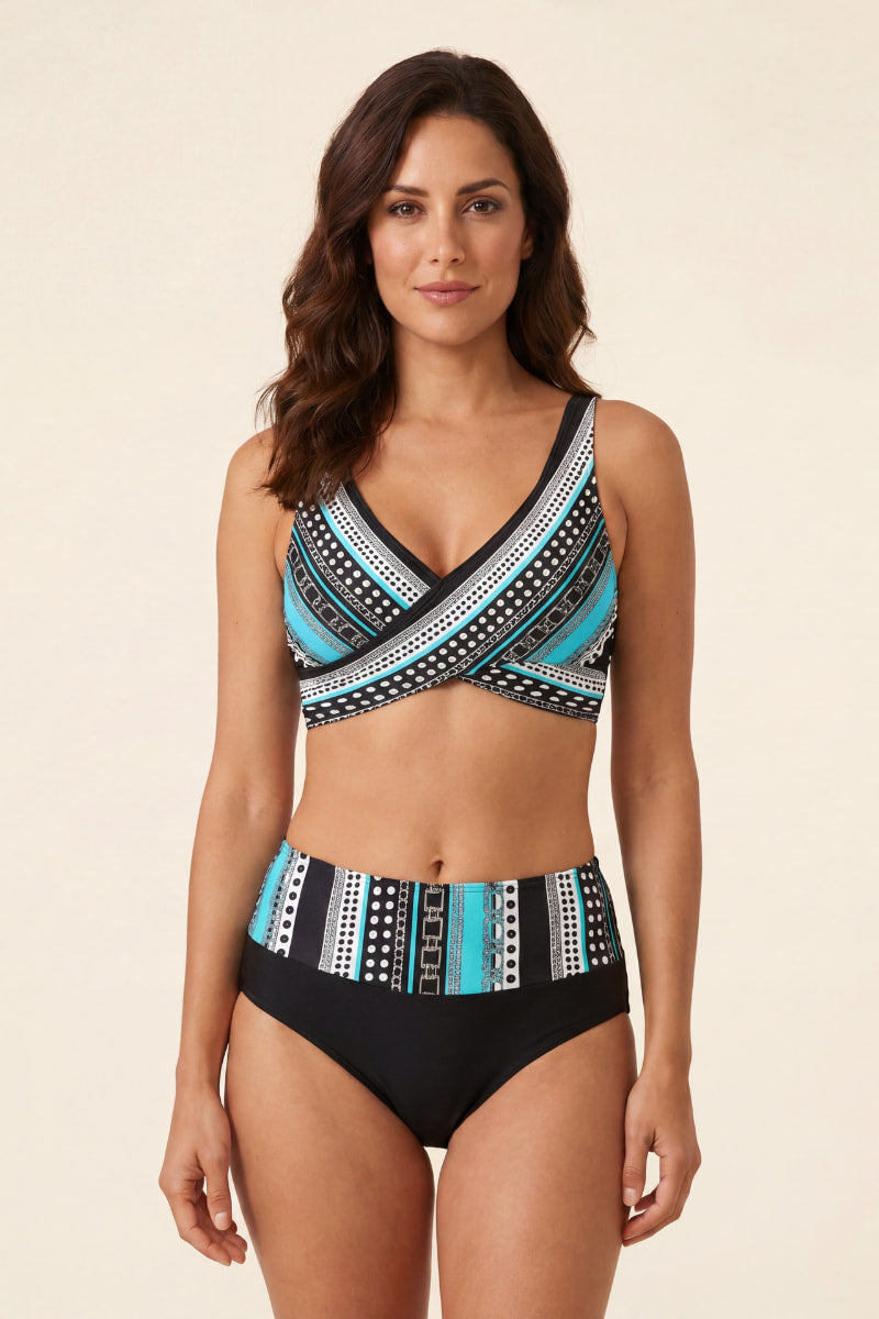 High-waisted crossover bikini
