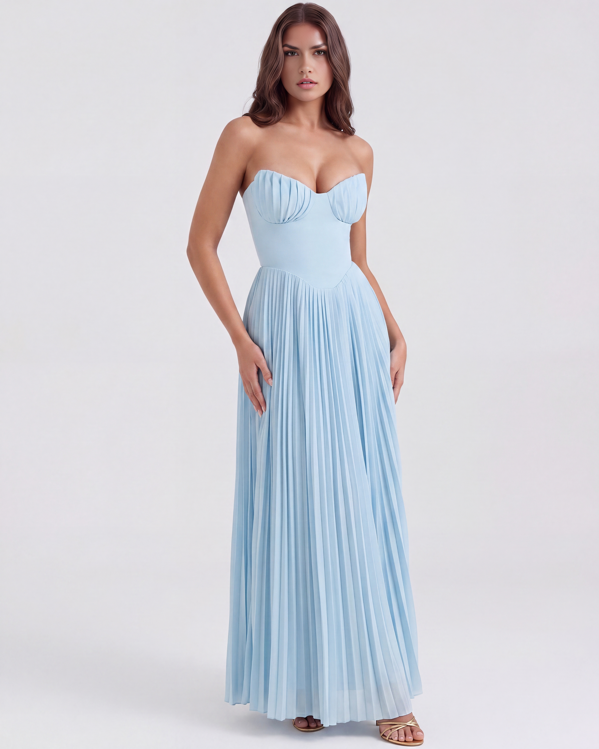 strapless pleated maxi dress Dress|Tropical Plus Size Vacation Dresses Pleated Through Top And Bottom Juno Strapless Pleated Maxi Gown