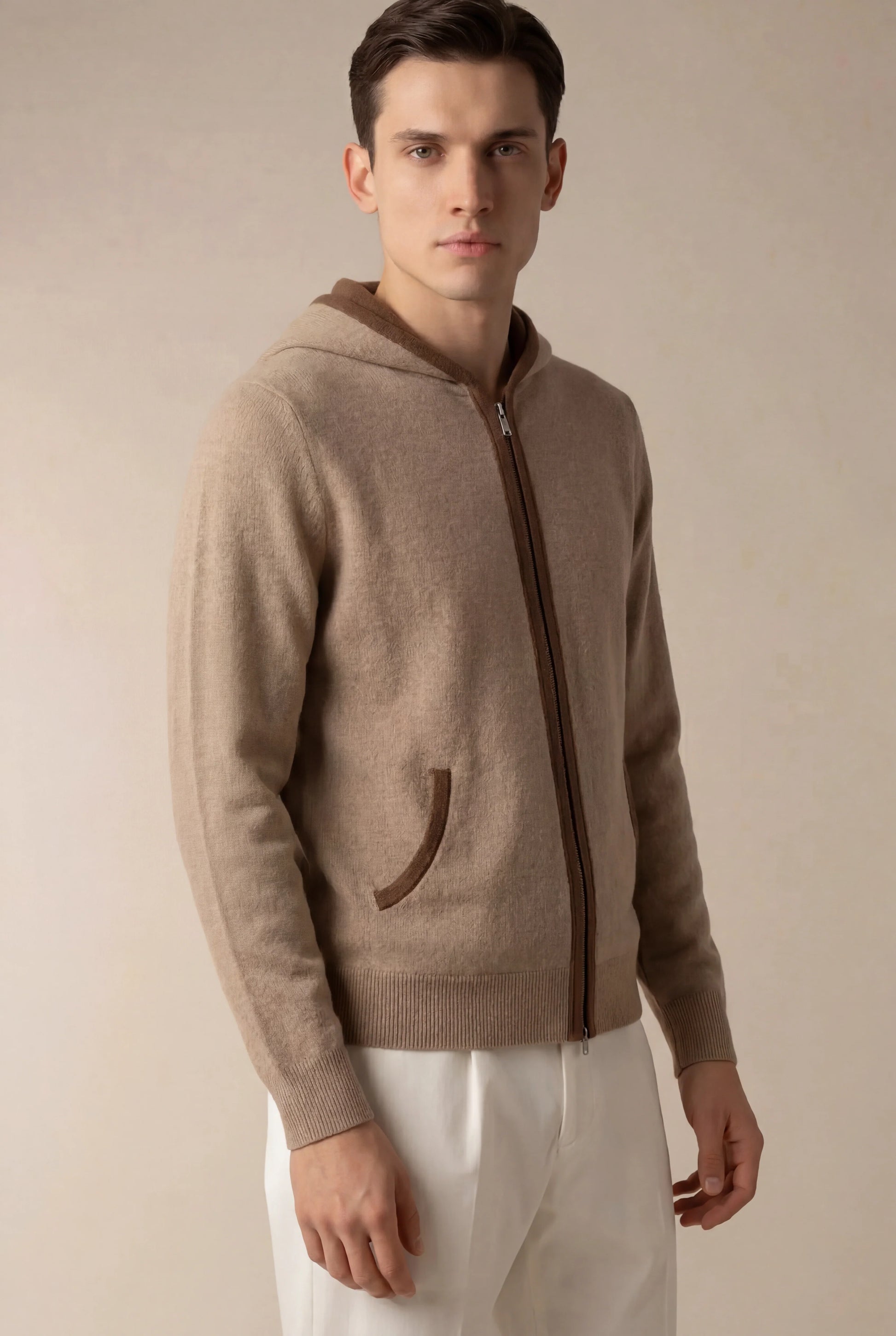 Santoni Extrafine Hoodie Cream