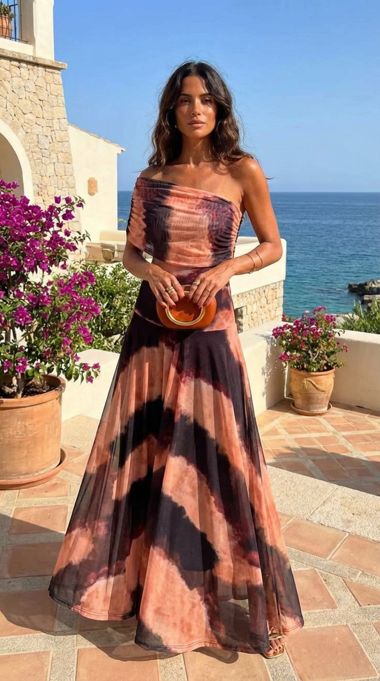 Dress with Orange and Brown Print – Lidia Nova