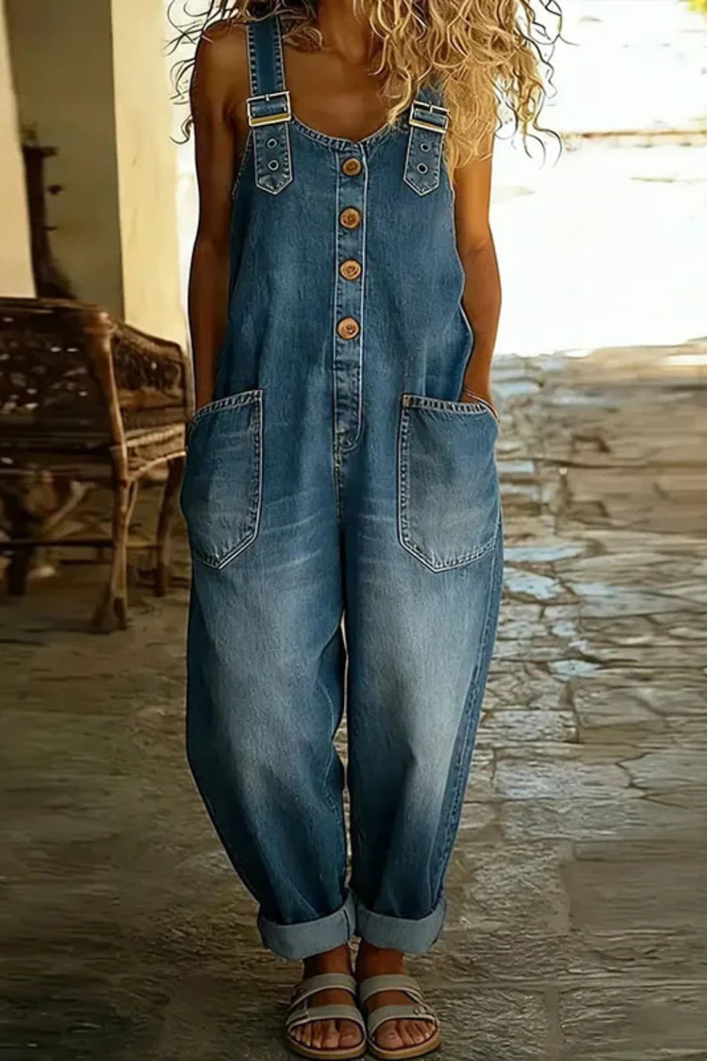 Mae™ | Peto vintage de algodón suave con efecto vaquero