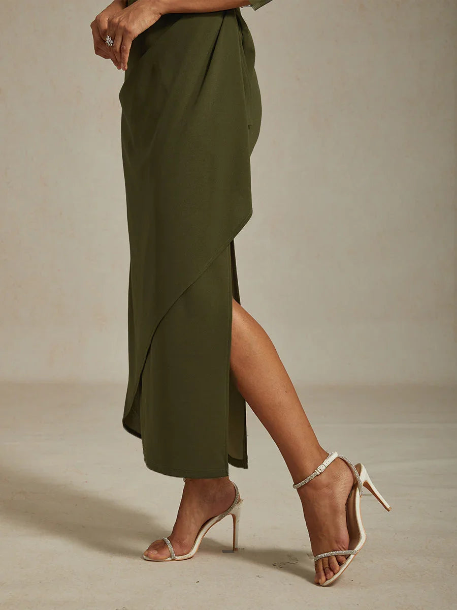 Elegant Beaded Illusion Neckline Formal Dress