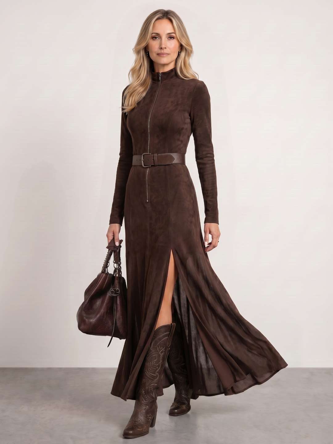 Brown microsuede dress
