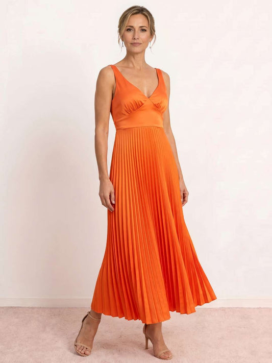 Pleated midi vest dress