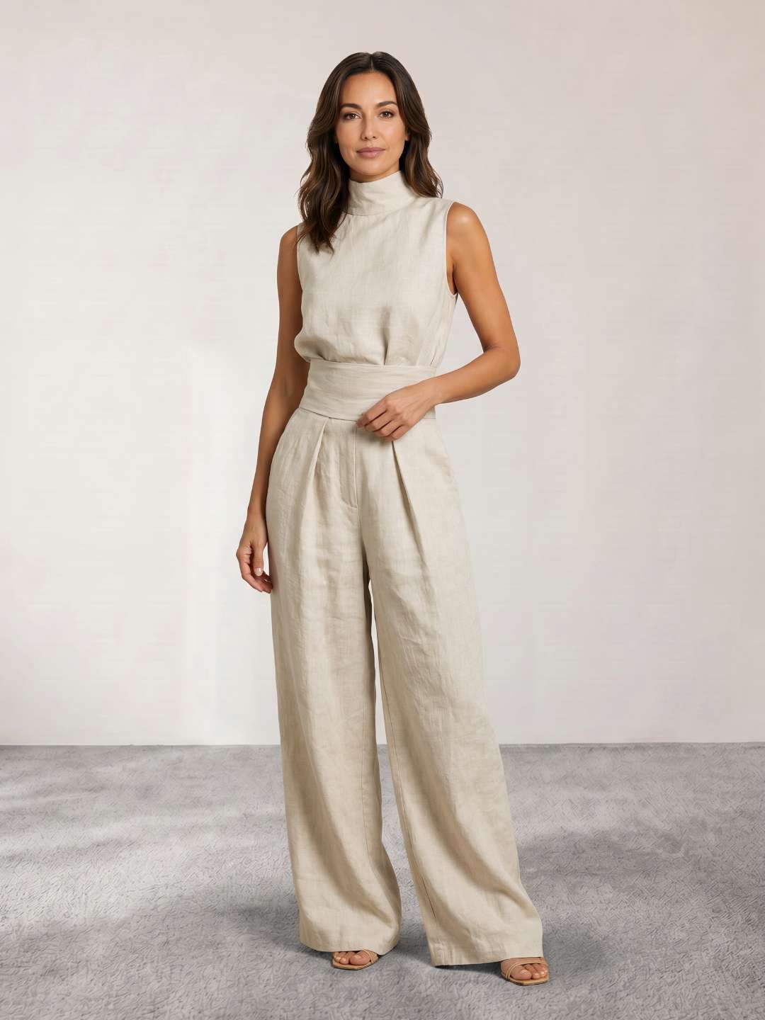 Flowy high-neck jumpsuit