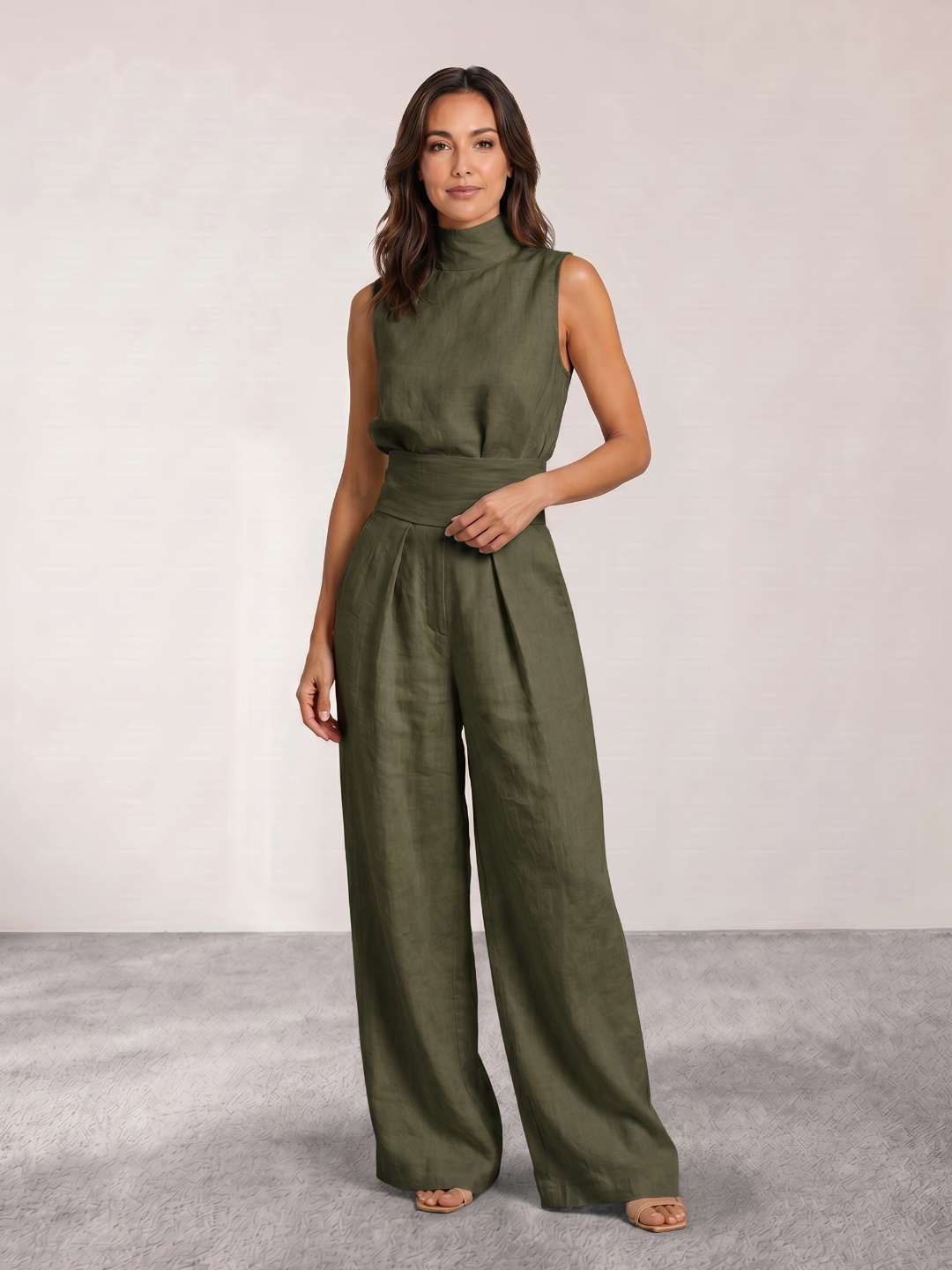 Flowy high-neck jumpsuit