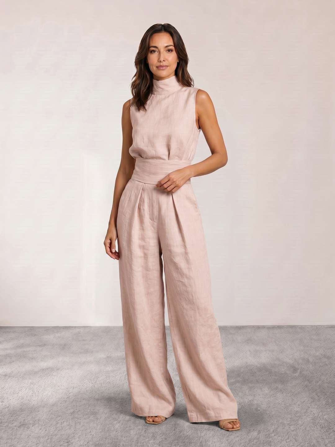 Flowy high-neck jumpsuit