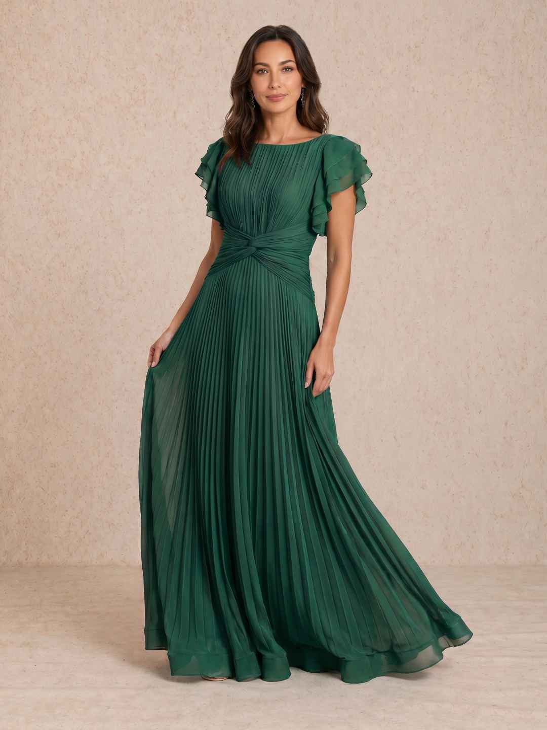 Pleated dress with knot detail