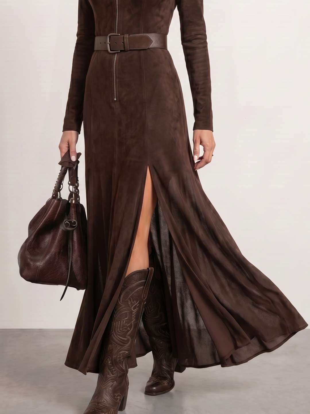 Brown microsuede dress