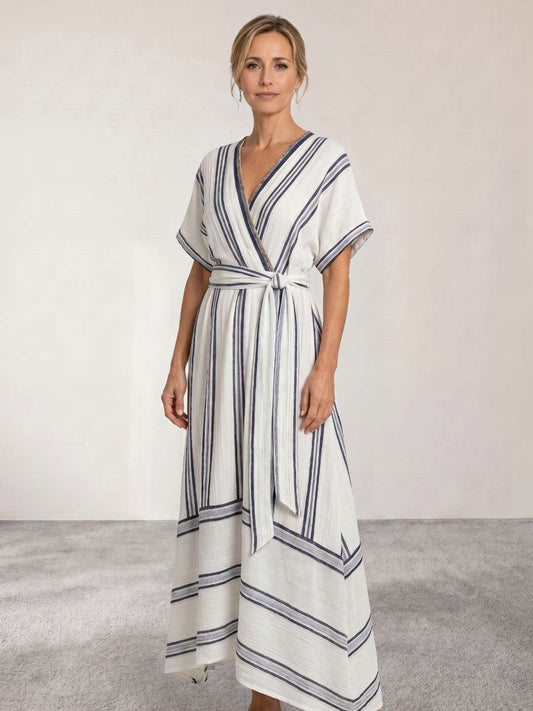 Vestido midi cruzado con cinturón
