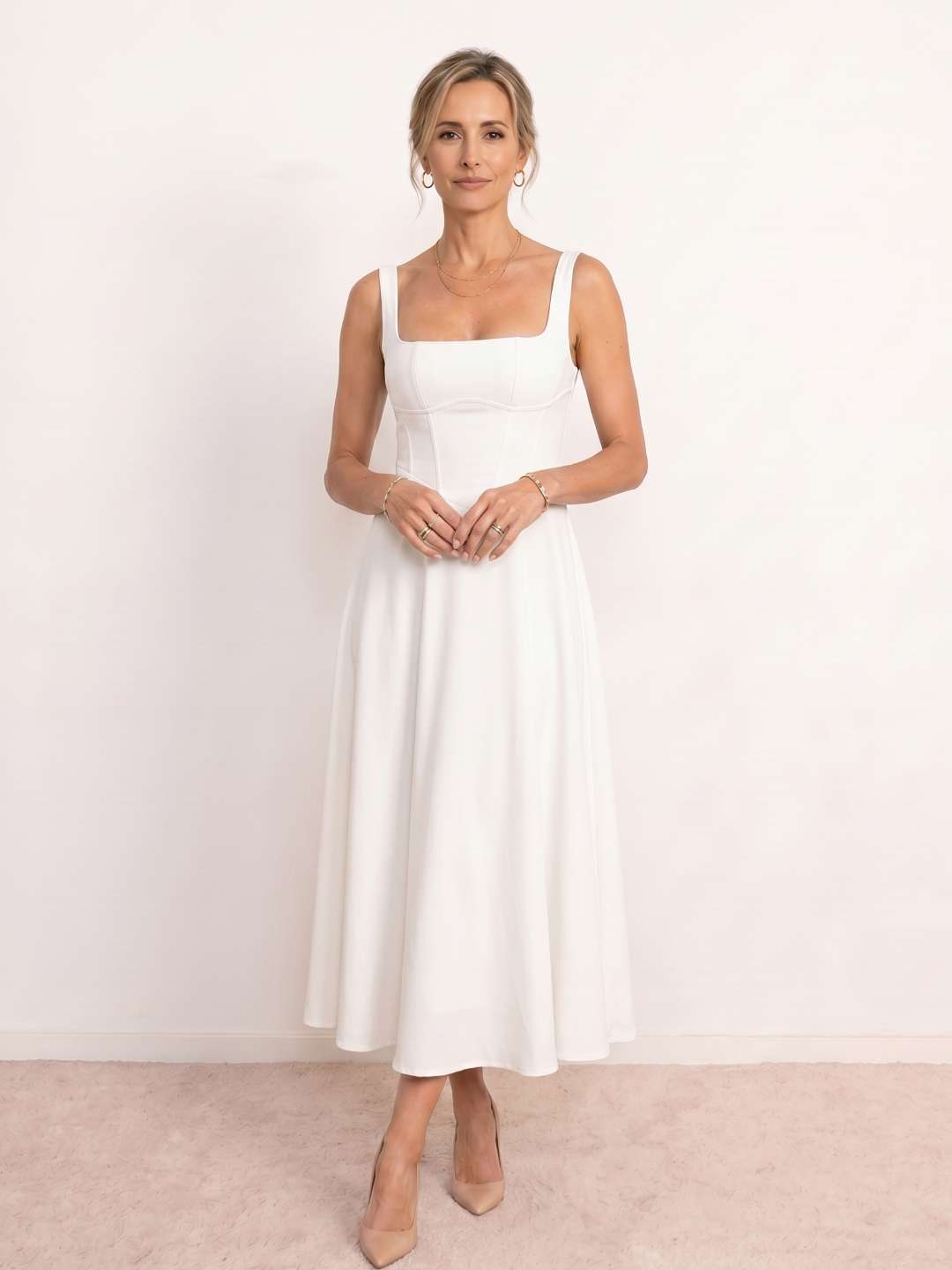 Midi dress with square neckline