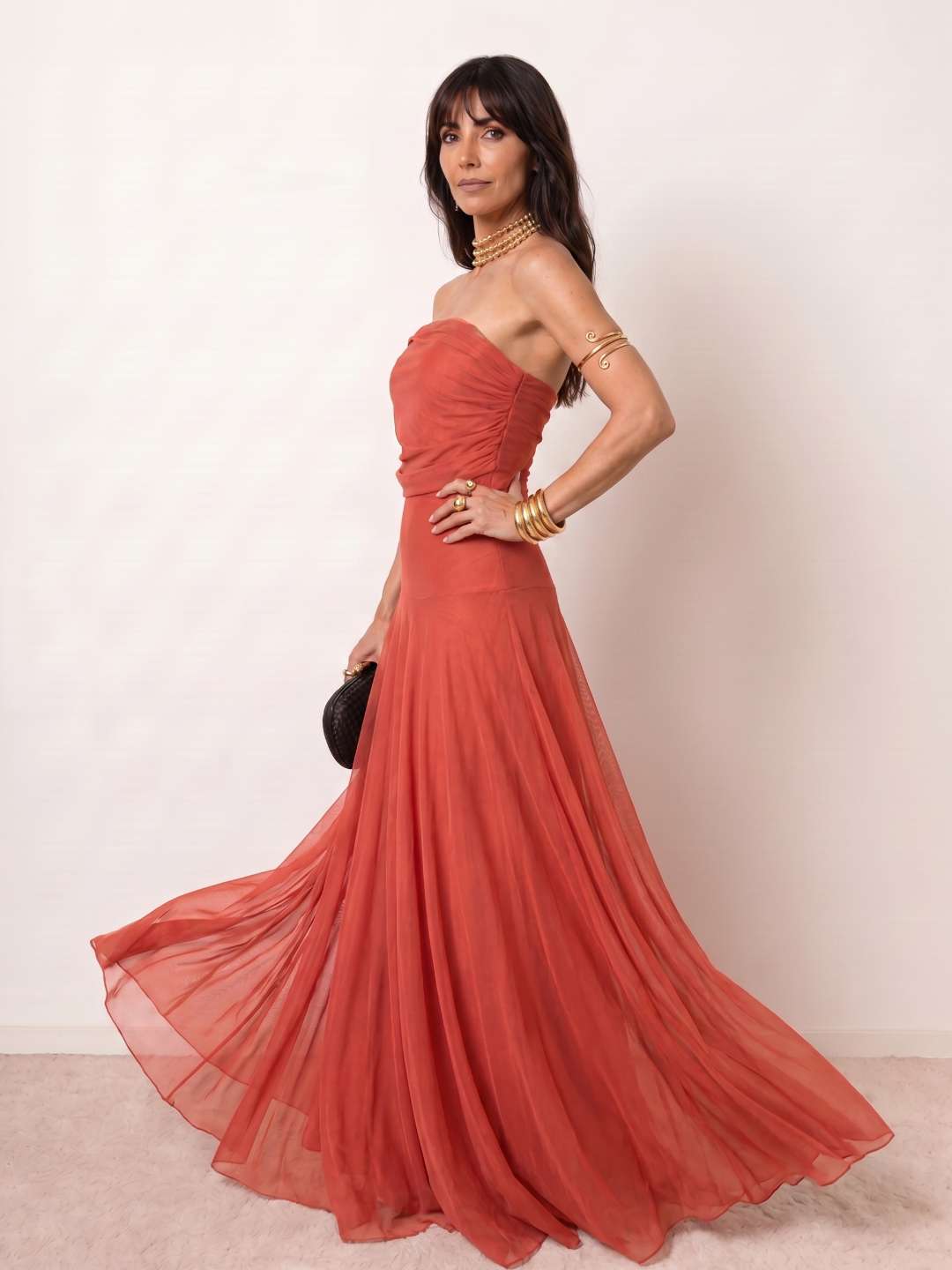 Draped off-the-shoulder maxi dress