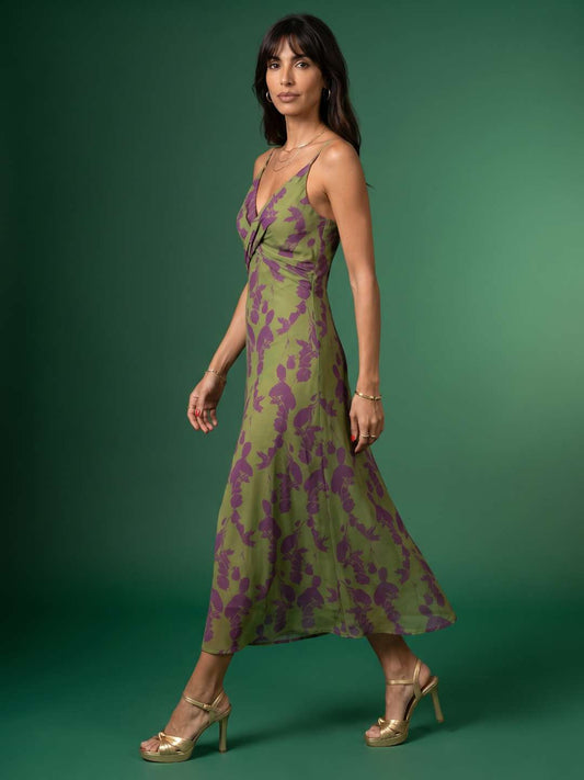 Printed midi dress with straps