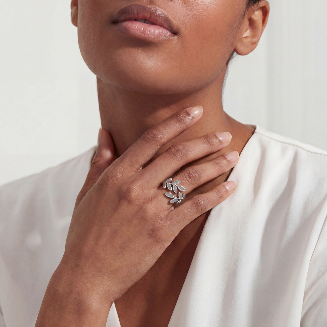 Leaf and Gray Opal Ring