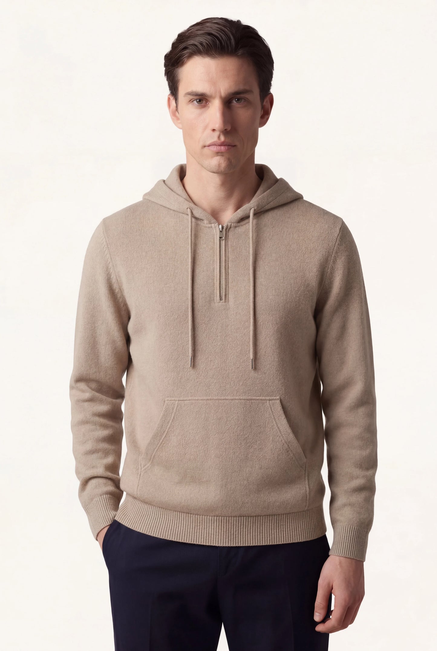 Elio City Zip Hoodie Beige