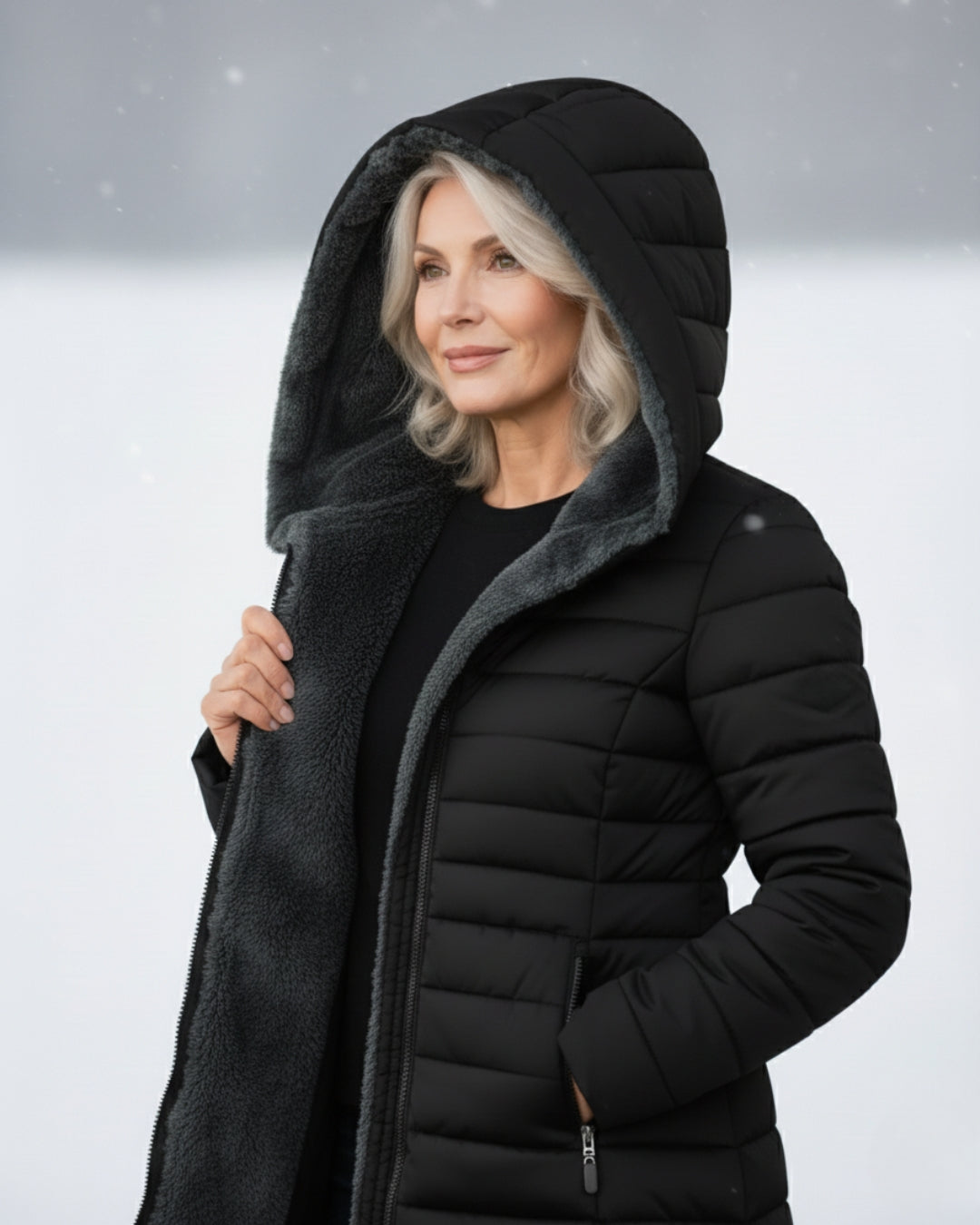 Quilted coat with fleece lining