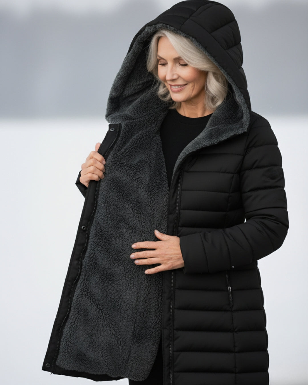 Quilted coat with fleece lining