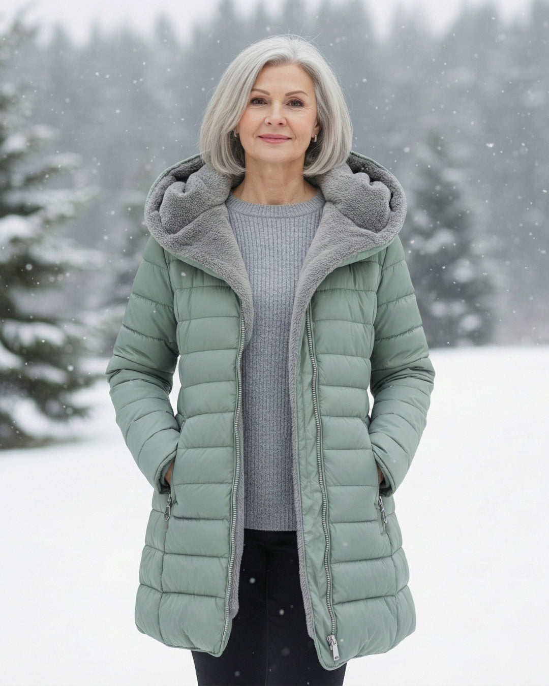 Quilted coat with fleece lining