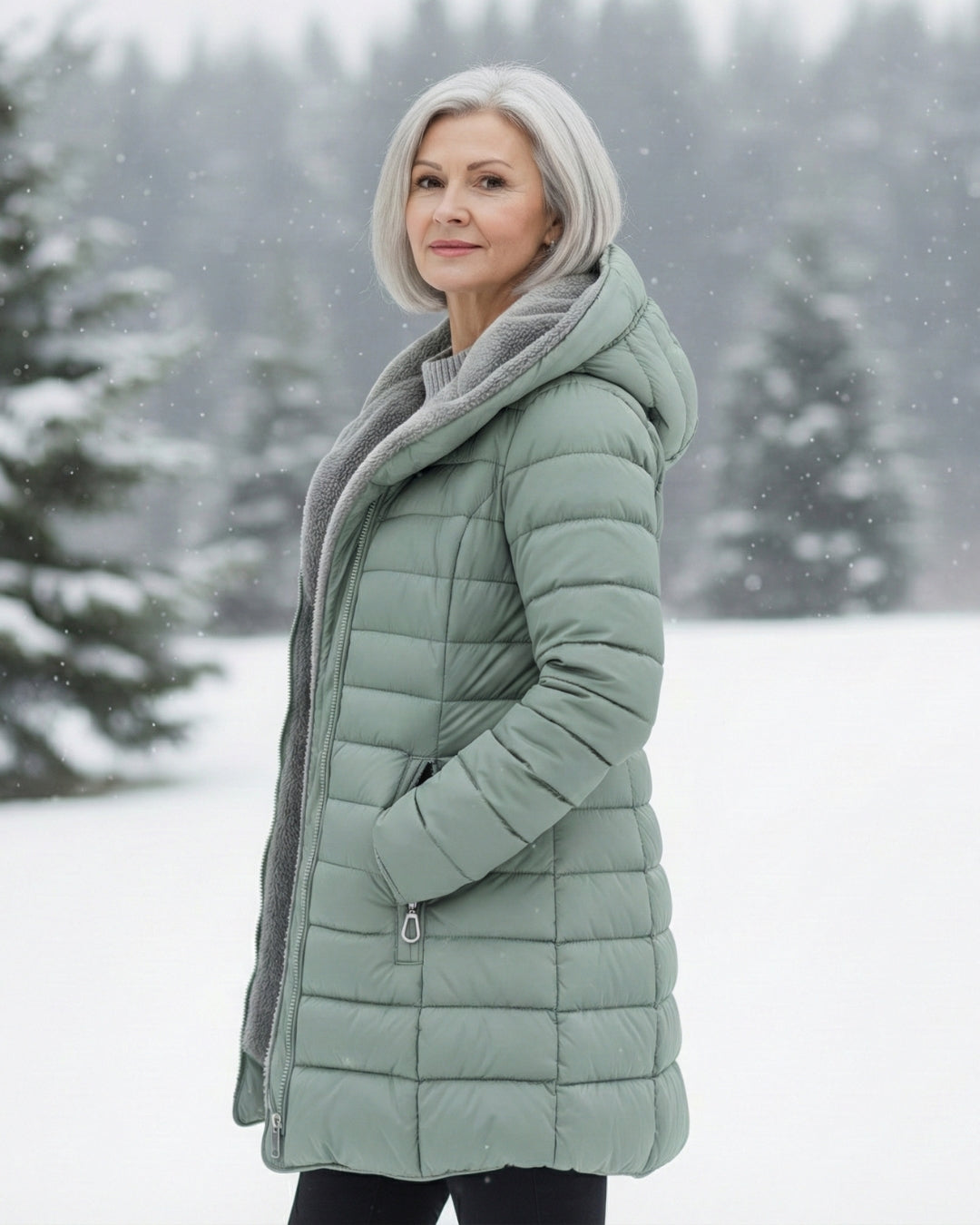 Quilted coat with fleece lining