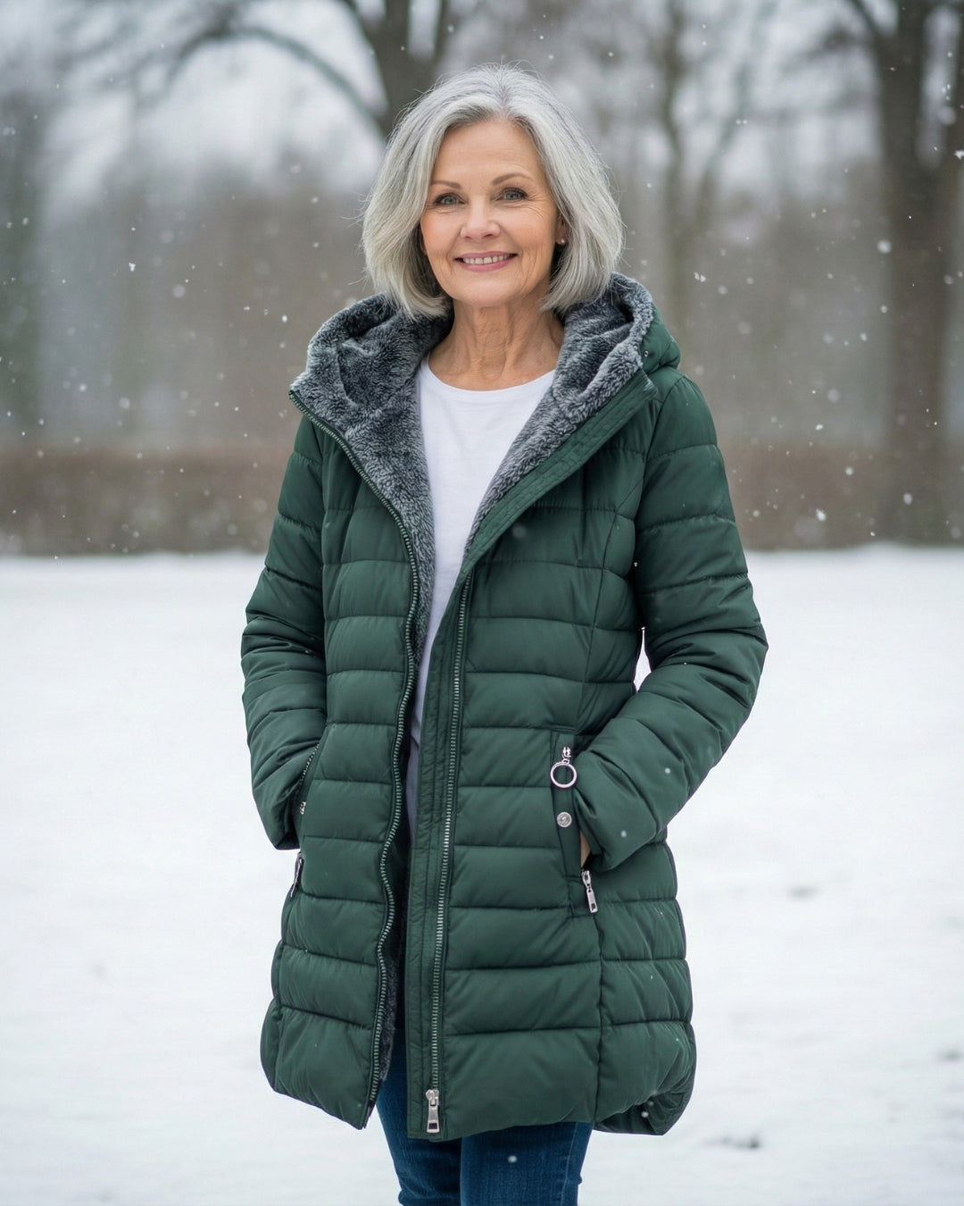 Quilted coat with fleece lining