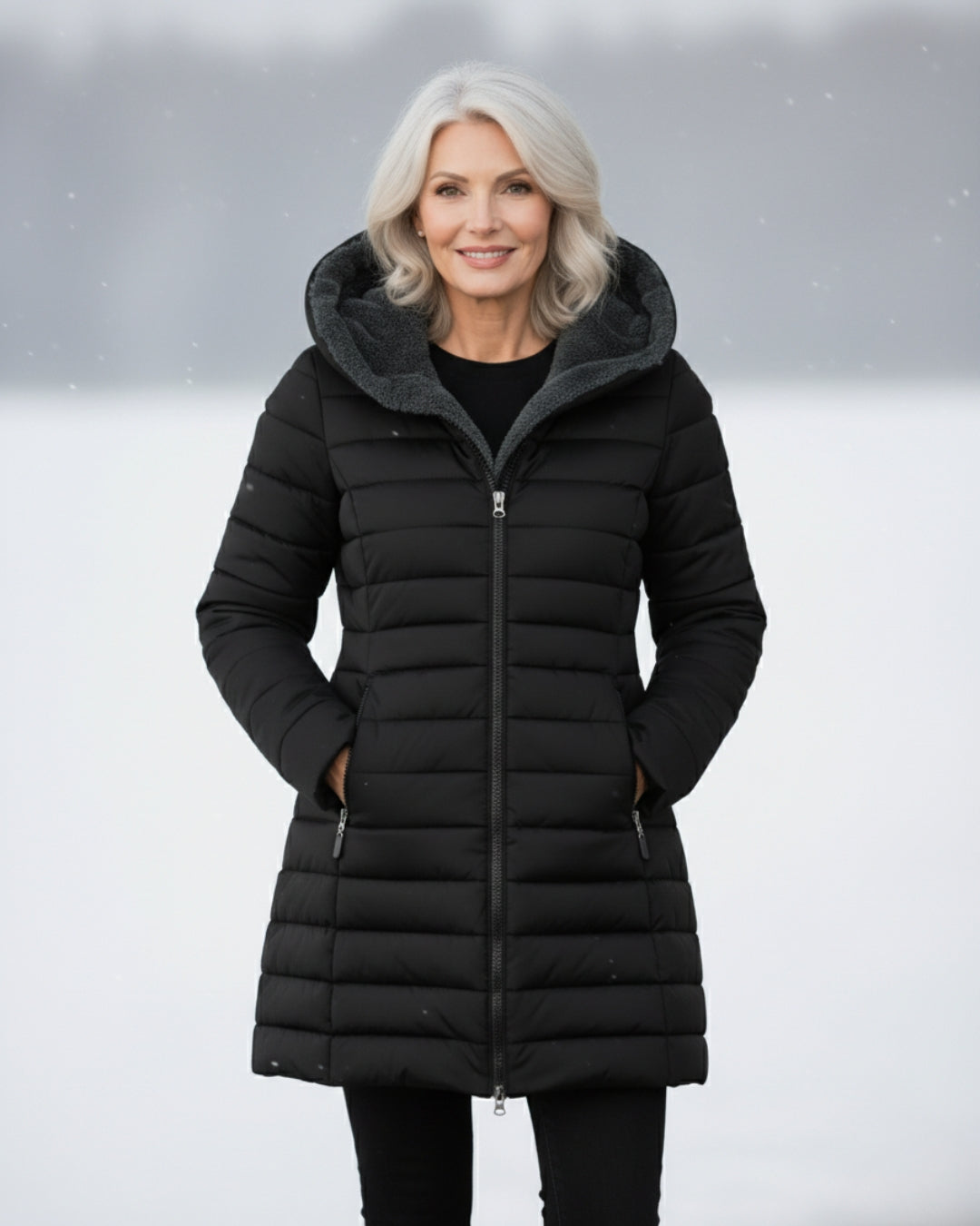 Quilted coat with fleece lining