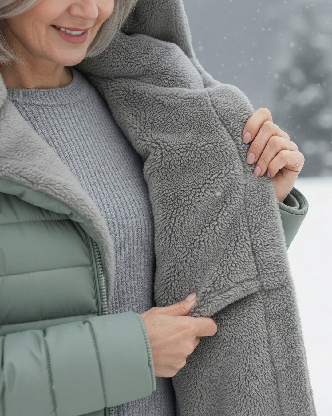 Quilted coat with fleece lining