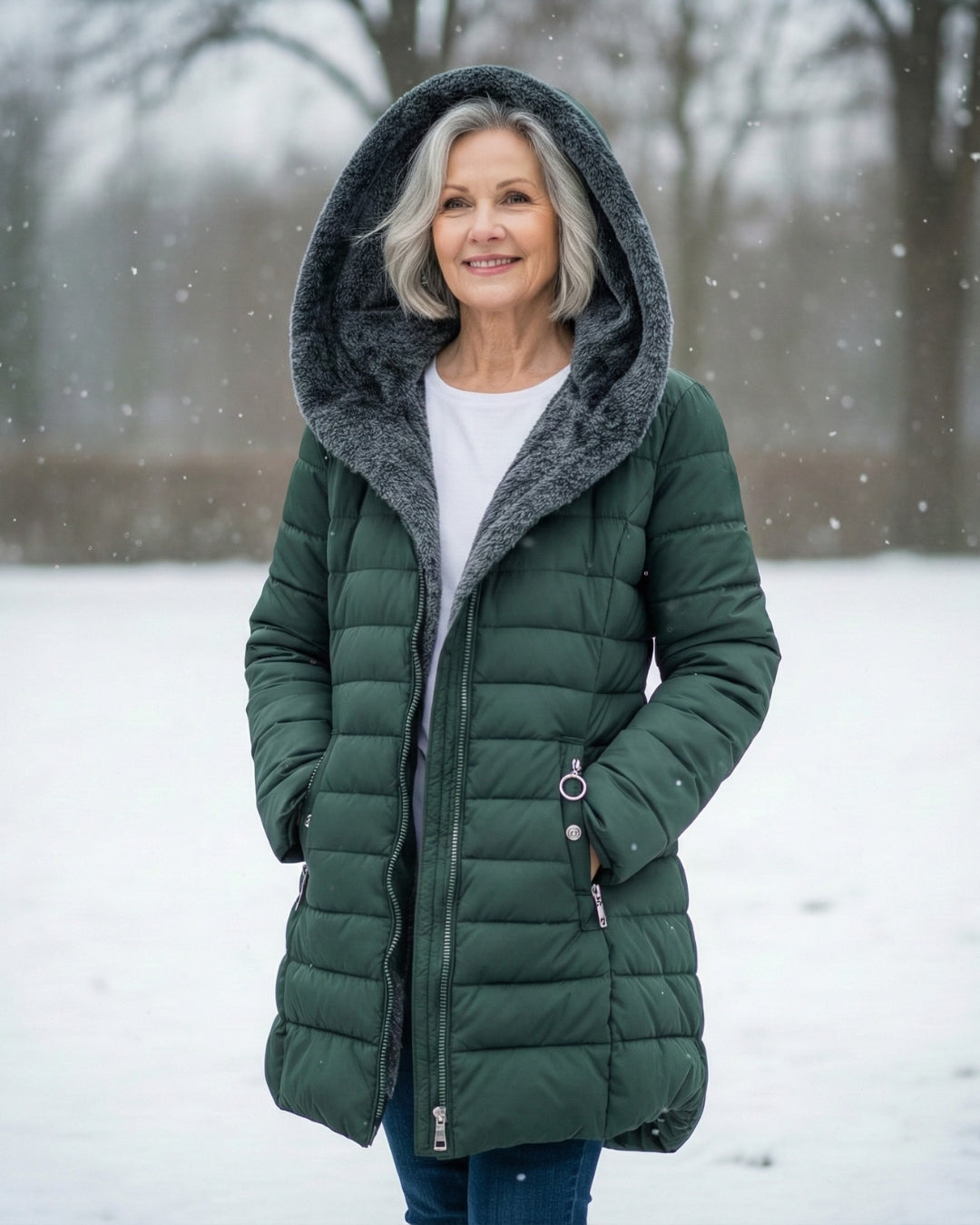 Quilted coat with fleece lining