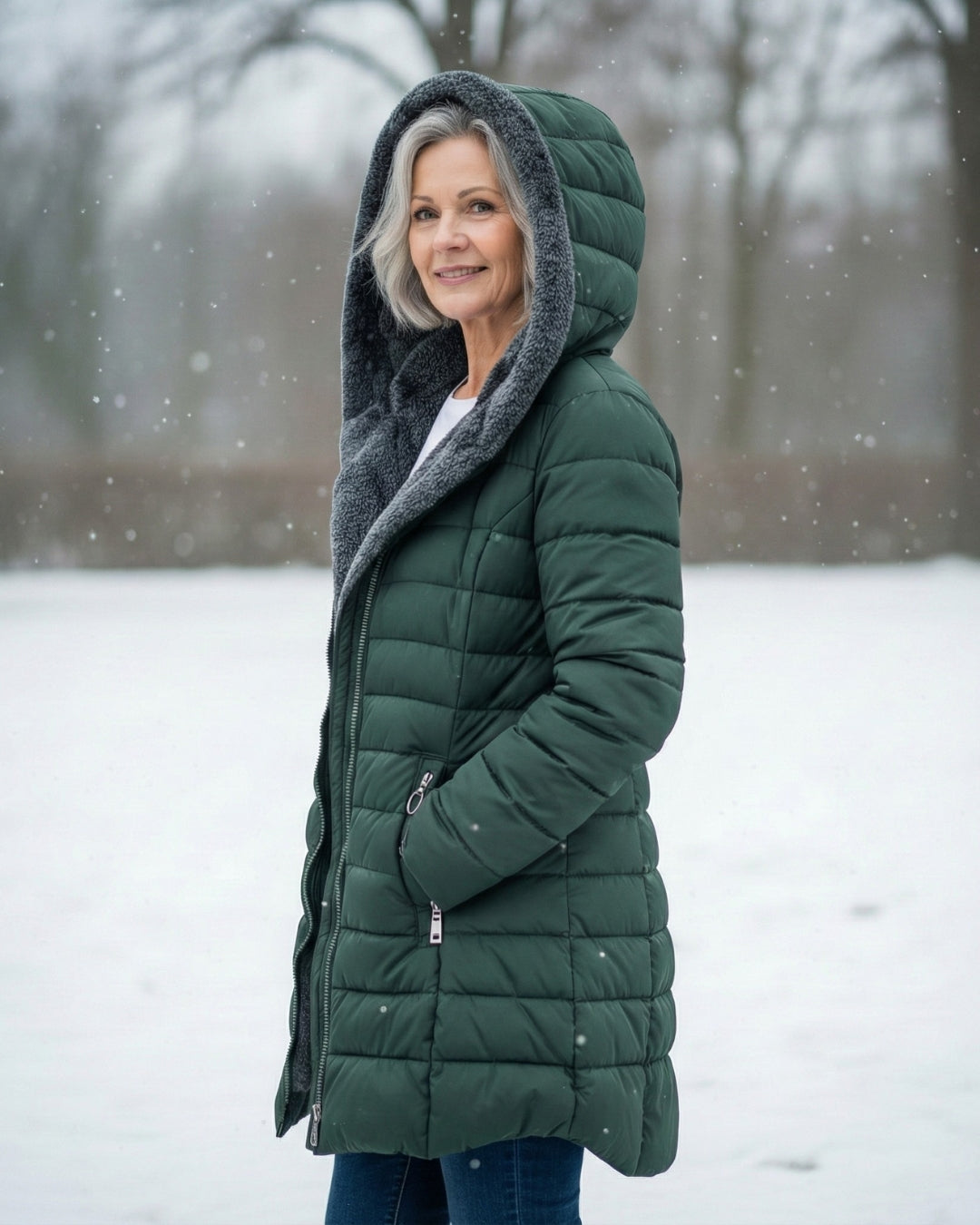 Quilted coat with fleece lining