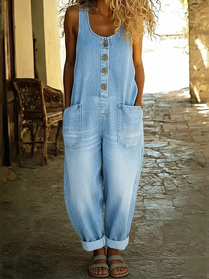 Ruth™ | Salopette en denim coton lavé vintage